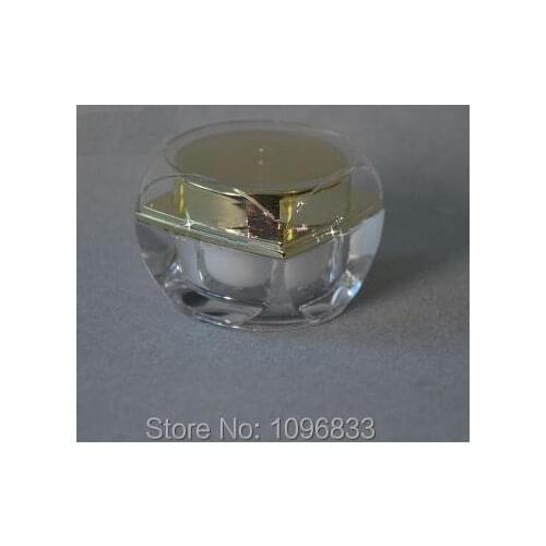 Gold Cap Acrylic Jar, 10g Octagonal Cosmetic Jars, 10g Acrylic Container, Cream Jar, High Quality Cosmetic Packing Jars, 40pcs