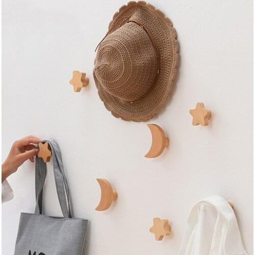 1PC Home Decoration Organizer Wooden Wall-Mounted Coat Hanger Coat Hook Decorative Nordic