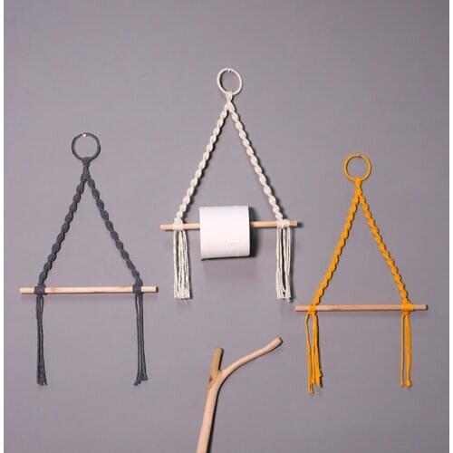 1pcs Toilet Paper Holder Weave Towel Hanging Rope Bathroom Roller Paper pendant for Home Hotel Decoration Supplies 3 colors