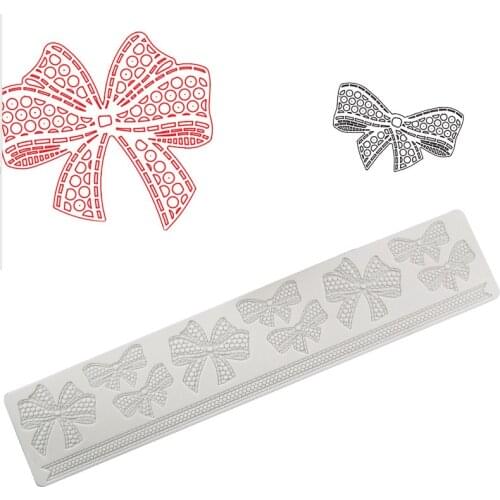 1 Pc Strik Bow-knot Totem Lace Flower Fondant Mold Silicone Impression Pattern Mat Pastry Wedding Cake Decoration Tools