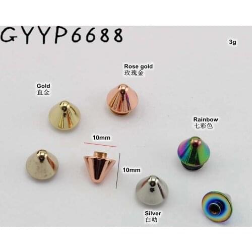 10-30-100pcs 10mm Copper solid polished nickle turriform head rivet metal bag snap rock stud,purse bottom screw rivets