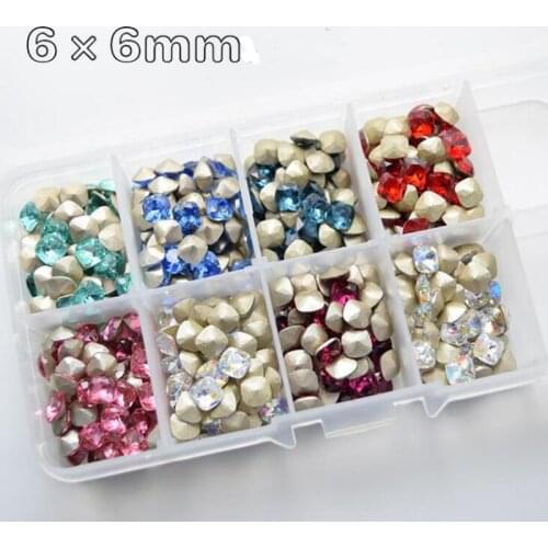 10pcs/pack Rhinestones White Opal bulk loose rhinestone glass crystals beads 6X6 12Colors stone gems Nail Art rhinestone strass