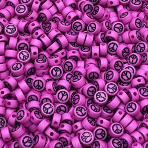 100pcs/Lot 7mm Oval Shape Acrylic Spaced Beads Peace Symbol Beads For Jewelry Making DIY Charms Bracelet Necklac Accessories #10