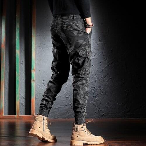 2021 New Fashion Men Jeans Loose Fit Multi Pockets Casual Cargo Pants Hombre Streetwear Camouflage Hip Hop Joggers Trousers