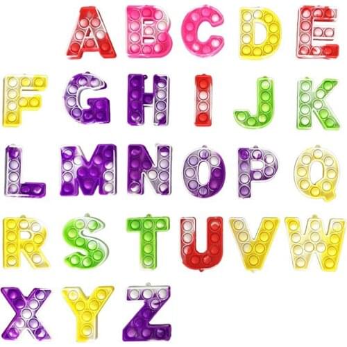 A-Z 24 Alphabet Push Pop It Bubble Sensory Toy Popit Squishy Stress Reliever Adult Child Funny Anti-Stress Fidget Pack Toys Set