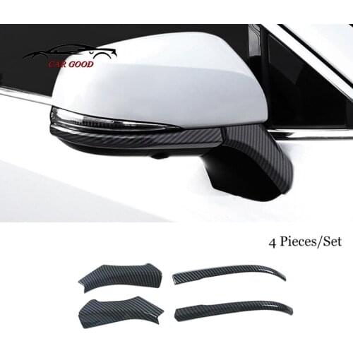 2022 2021 2020 for Toyota Highlander Accessories ABS Carbon fiber Car Rearview mirror decoration strip Cover Trim Styling 4 PCS