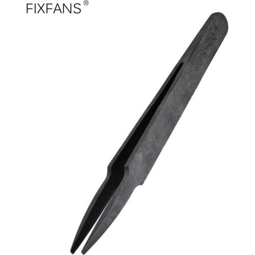 11.5cm Anti Static Carbon Fiber Plastic Tweezers Non-Conductive Tweezers with Flat Tip for Electronics Components IC Chip Use