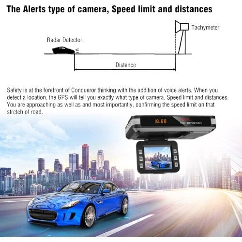 Auto Recorder 2 in 1 Car DVR Recorder Radar Speed Detector G-sensor Traffic Alert Night Vision Dash Camera Multi-Lanuage