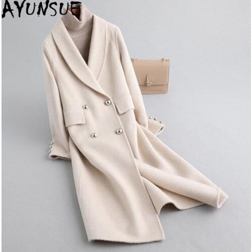AYUNSUE 2020 Winter Jacket Women Wool Coat Female Jacket Double Side Long Woolen Coats and Jackets Women Korean Outwear MY4198