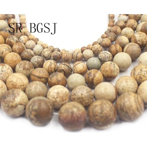 Free Shipping BGSJ 4mm-14mm Picture Jasper Gemstone Loose Round Natural Stone Bulk DIY Beads Strand 15"