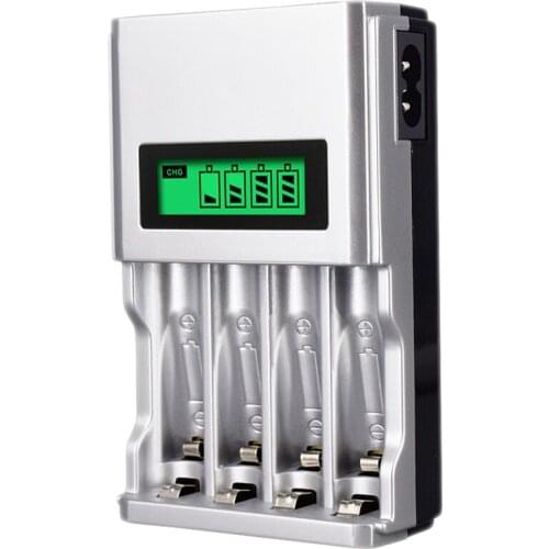 Four Slots Lcd Smart Battery Charger For Aa Aaa Rechargeable Battery Ni-Mh Ni-Cd Aaa Aa Rechargeable Batteries(Eu Plug)