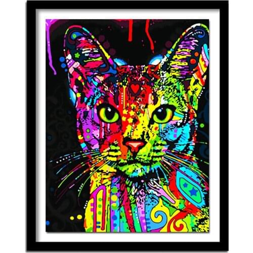 Color cat Diamond DIY Diamond Painting 5D Diamond Stitch Diamond Embroidery Pattern Rhinestone Cross Stitch