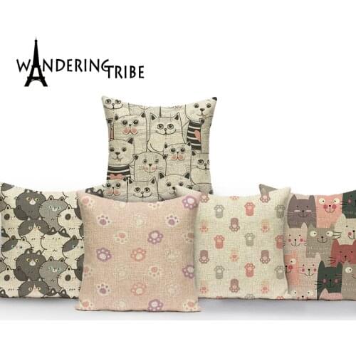 Cute Cat Child Cushion Cover Cartoon Style Animals Pillow Cases Kawaii Cat Claw Pillow Cases Decorativ Nordic Cushions Covers