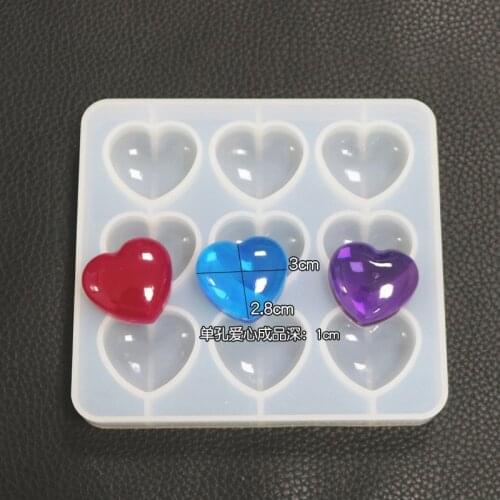 NOT AS LONG diy Crystal Epoxy Mold 9 Hole Love Mold Mirror Silicone Mirror Resin Pendant Creative Jewelry Handmade Gift