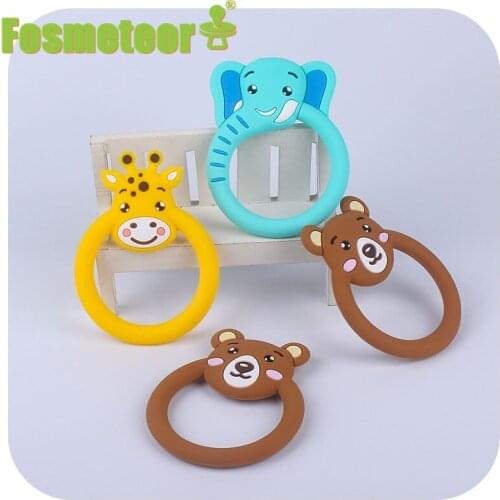 Fosmeteor New Baby Ainmal Molar Stick Bracelet Silicone Cartoon BPA Free Silicone Animal Product Chewing Pacifier Molar Gift