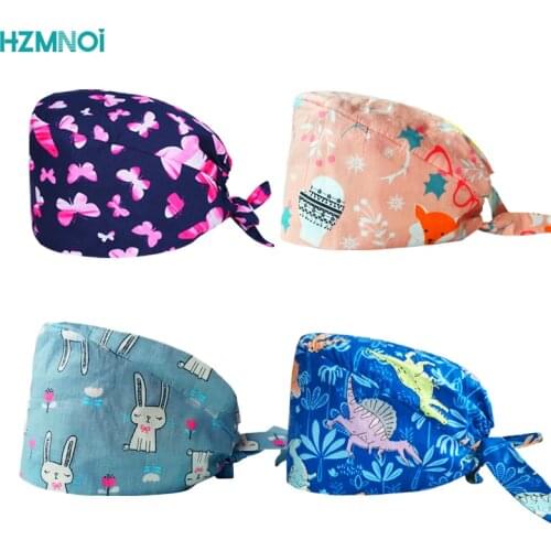 Cotton operating room hat medical surgical cap sweat-absorbent pet hospital doctor work cap dental clinic nursing cap printing