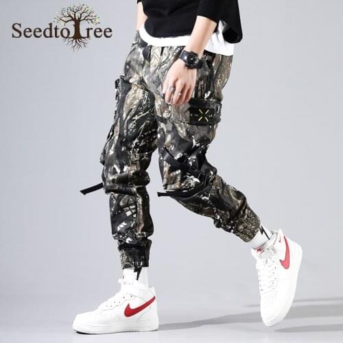 Mens Casual Pants Sports Pants Loose Fitting Overalls Large Size Camouflage Cargo Pants