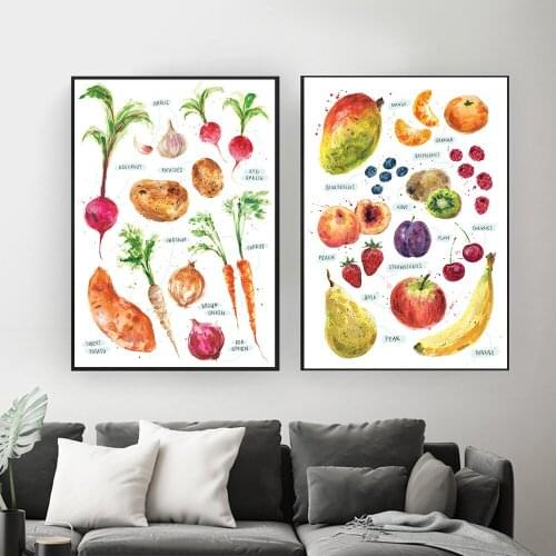 Food Artwork Fruits and Vegetables Wall Art Canvas Painting Nordic Posters and Prints Wall Pictures for Living Home Decoration