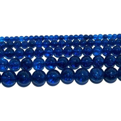 Natural Stone Blue Crystal Round Loose Beads 4 6 8 10 12 MM Pick Size For Jewelry Making DIY Bracelet Necklace Material