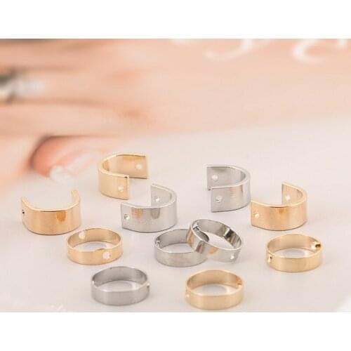 Concise Style Double Hole Round and Semicircle C Buckle Pendant Metal Charms For DIY Earring Necklace Jewelry Findings Making