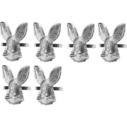 Easter Napkin Rings Set Of 6, Rabbit Napkin Holder Ring For Spring, Wedding, Dinner Party, Banquet, Birthday-ABUX