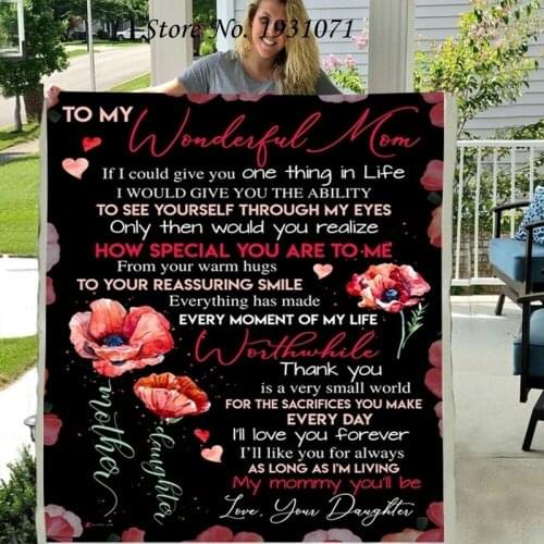 Gift Letter To My Mom 3D Printed Fleece Blanket for Beds Thick Quilt Fashion Throw Blanket From Love Your Daughter L85