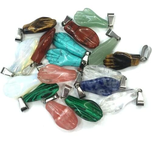 LE SKY wholesale Natural Stone Pendants Crystal Agates Necklace Pendant for Jewelry Making Good Quality Size 11mmx24mm