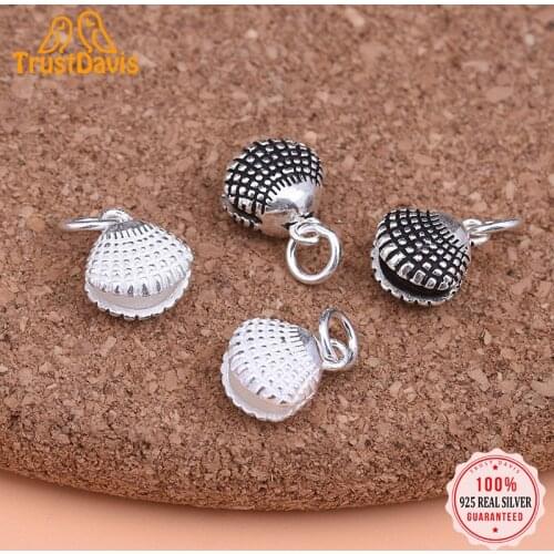TrustDavis Real 925 Sterling Silver Sweet Vintage Seashells Charm Pendant Handmade DIY Accessories Fine Jewelry Wholesale HY139