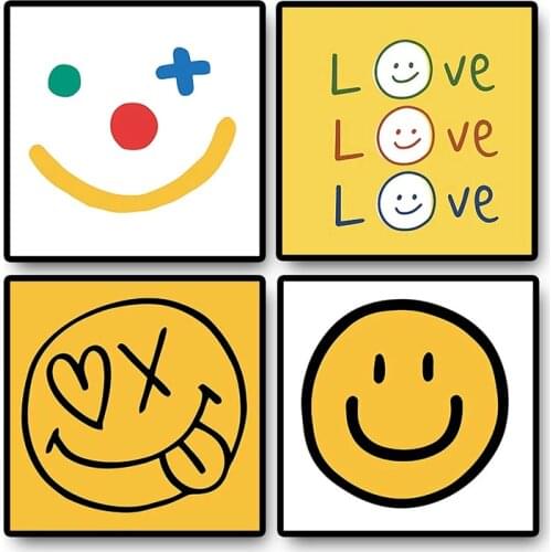 Simple Cartoon Yellow Smiley Face Canvas Painting Smiley Face Poster and Prints Wall Art Print Mural Pictures Home Decoration