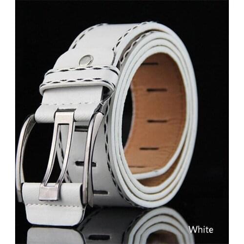 Men' PU Leather Belt Solid Pattern Luxury Designer Belts Male High Quality Wide Faux Leather Ancient Silver Color Metal Buckle