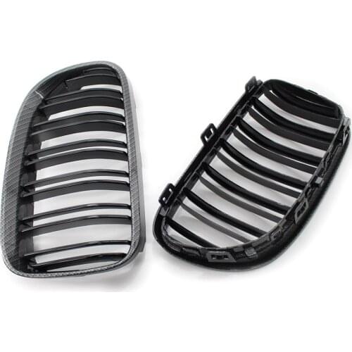 Carbon Fiber Grill &Gloss Black Dual Slat Grille for BMW E92 E93 Coupe LCI 10-14