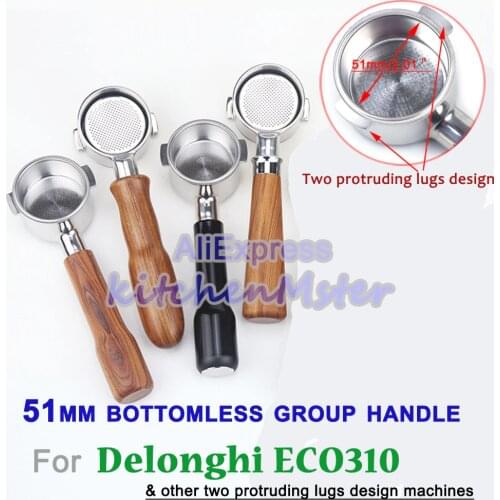 51mm Bottomless Coffee Handle Non-Pressurized Portafilter with Filter Basket For Espresso Coffee Machine Stainless Steel Parts