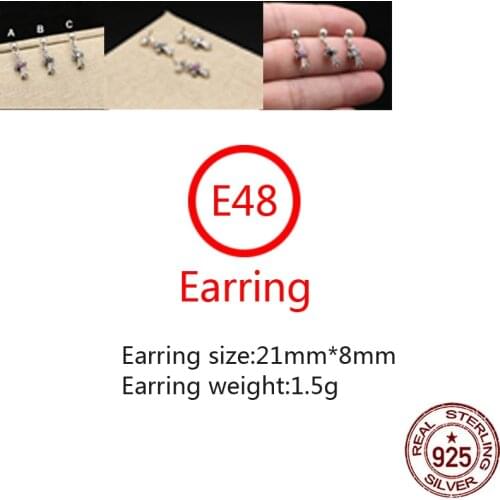E48 S925 Sterling Silver Stud Earrings Cross Flower Personality Fashion Punk Style Couple Jewelry Gifts for Lovers new hot