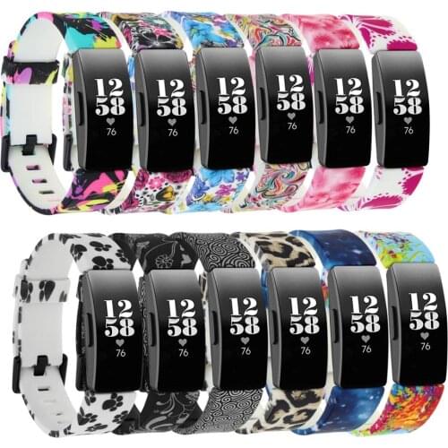 Silicone Wrist Band For Fitbit Inspire HR / Inspire Smart Watch Printed Patterned Replacement Watchband Strap For Fitbit Inspire