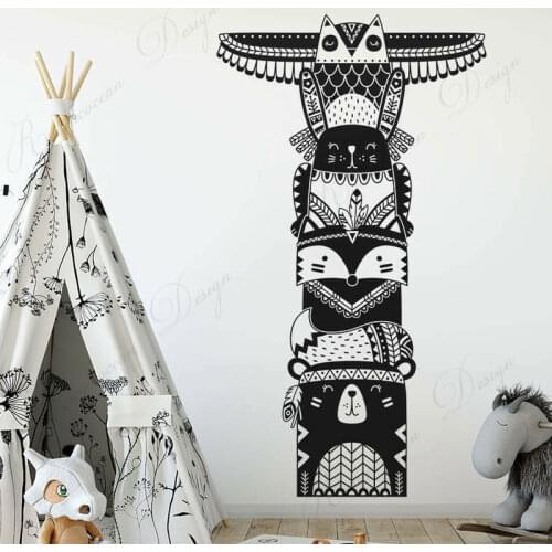 Tribal Totems Forest Animal Wall Stickers Vinyl Home Decor For Kids Room Children Bedroom Nursery Decals Cartoon Wallpaper 4173