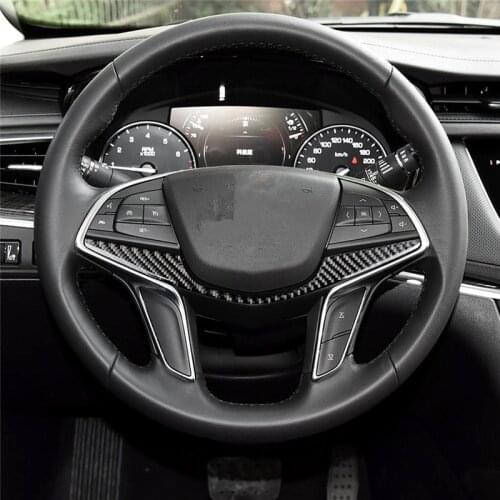 Carbon Fiber Car Interior Refit Steering Wheel Decorative Cover Trim For Cadillac XT5 CT6 Car Styling Accessories Car Sticker