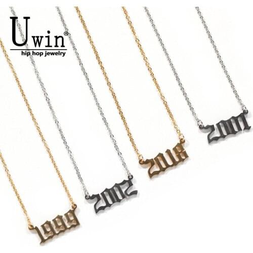 Uwin Constellation And Years 1990-2000 Stainless Steel Necklace Never Fade Personalised Plates Chains Rapper Gift