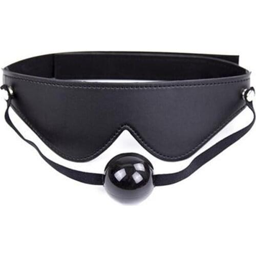 Adult Games Black Leather Neck Collar Open Mouth Gagged Ball Flirt Erotic Toy Bondage Sex BDSM Sex Products Sex Toys For Couples