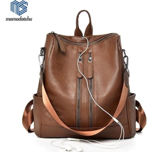 2021Female Backpack Casual Multifunction Women Leather Backpack Female Shoulder Bag Sac A Dos Travel Back Pack Mochila Feminina