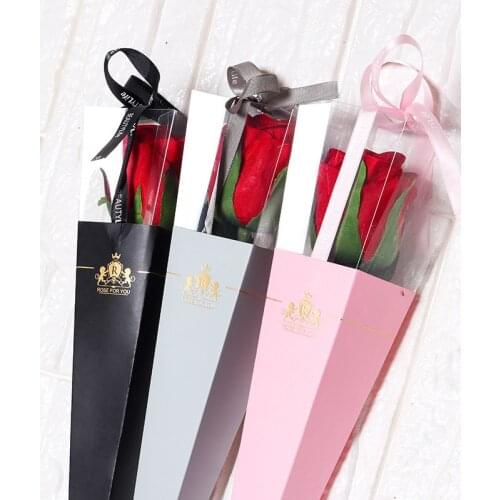 10pcs/lot 30*6cm Valentines Day single rose box single flower packaging box party birthday wrapping paper