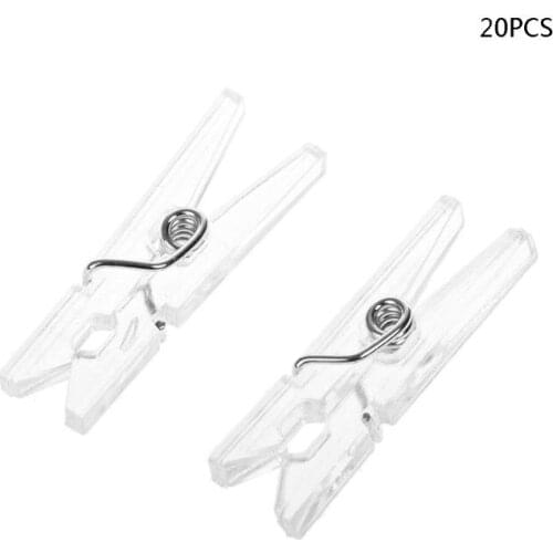 20Pcs 25mm Mini Spring Clear Transparent Clips Clothes Photo Paper Clip for Party Home Decoration