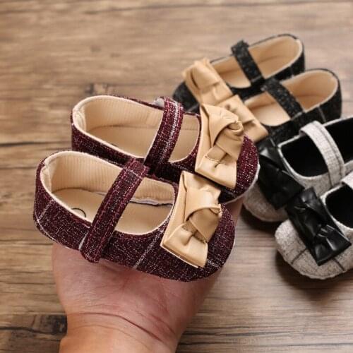 2020 Newborn Baby Girl Crib Shoes Bowknot Soft Princess Cotton Crib Shoes Anti-slip Sneaker Prewalker 0-18M