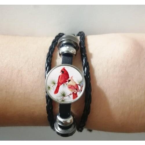 2020 New Fashion Popular Northern Red Bird Rope Leather Braided Bracelet Lucky Bracelet