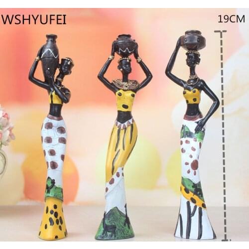 3pcs/set Tribal African Girl Resin Figurines Decorative Crafts Ornaments Home Decoration Accessories Statue Wedding decoration