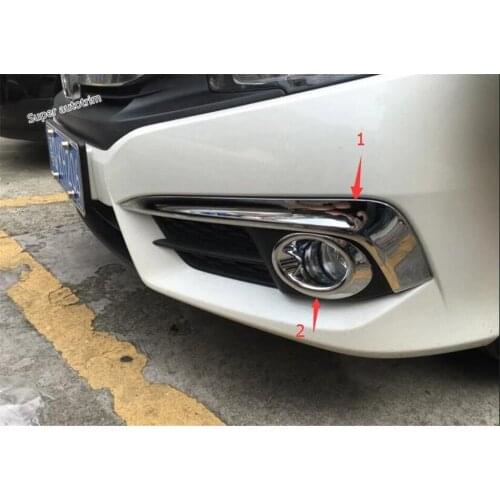 Lapetus Chrome Front Fog Lamp Lights Eyebrow + Ring Cover Trim 4 Pcs For Honda Civic Sedan 2016 2017 ABS Accessories Exterior