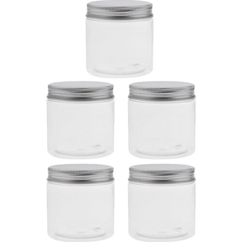 5PCS 200ML Aluminum Clear Plastic Cosmetic Can Tin Pot Jar Container Empty