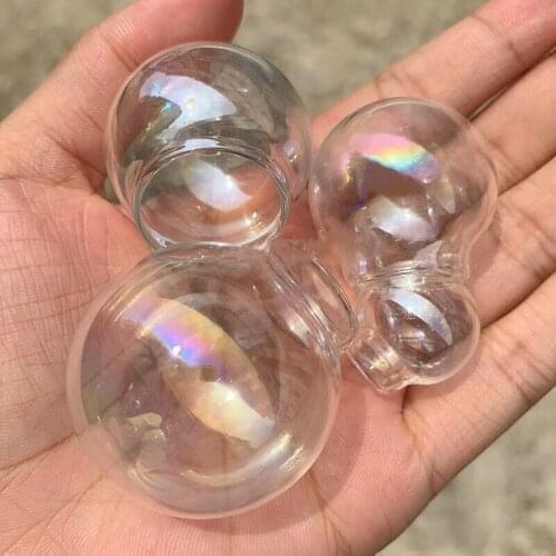 5pcs Rainbow Hollow glass globe bubble ball pendant glass bottle vial cover dome pendant handmade different size to select