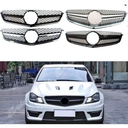 Car Front Racing Bumper Mesh Grill Bar Vent Upper Cover For Mercedes-Benz W204 Coupe C-Class C63 2009 2010 2011 2012 2013 2014