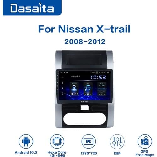 Dasaita 10.2" Multi Touch Screen Built-in GPS Android 10.0 Car Radio Player for Nissan X-trail 2008 2009 2010 2011 2012 Stereo