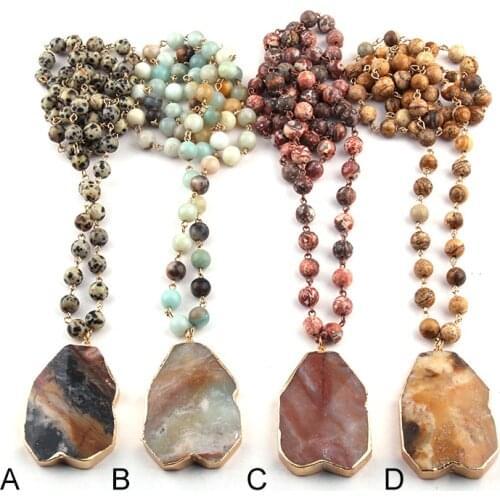 Free Shipping Fashion Bohemian Tribal Jewelry Semi Precious Stones Rosary Chain Women Ethnic Pendant Necklaces